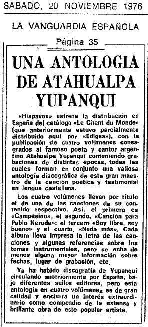 La Vanguardia Española - 1976 - discos Hispavox