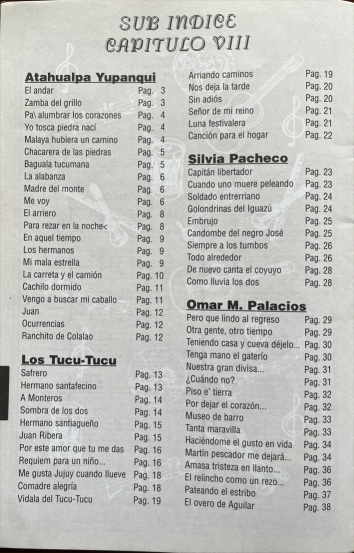 Canciones folkloricas - lista