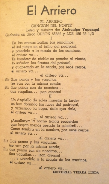 El Arriero - Letra