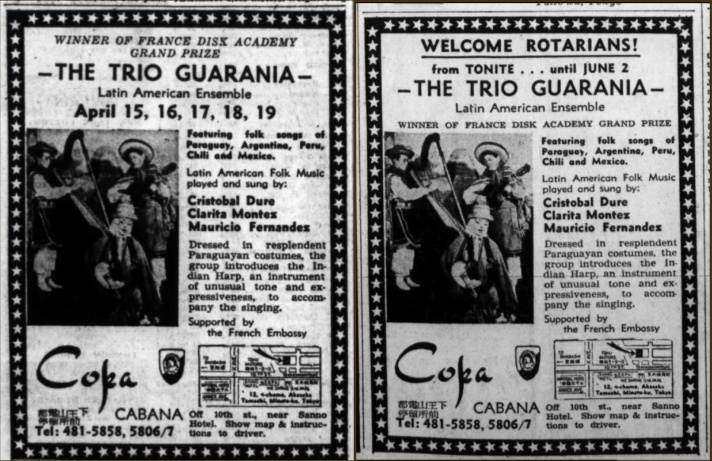 1961 Japan Times - Trio Guarania en Japón