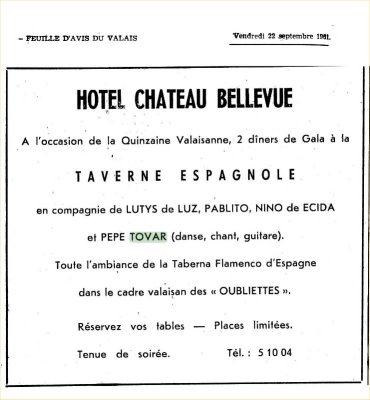 22/09/1961 - Feuille d'avis du Valais - Pepe Tovar