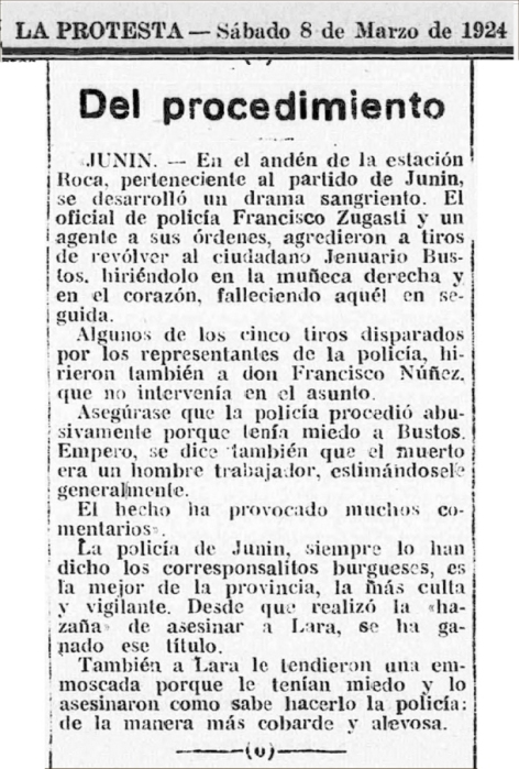 La Protesta - 8 de marzo de 1924 - Januario Bustos