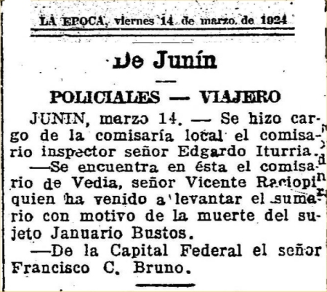 La Epoca - 14/03/1924 - Januario Bustos 